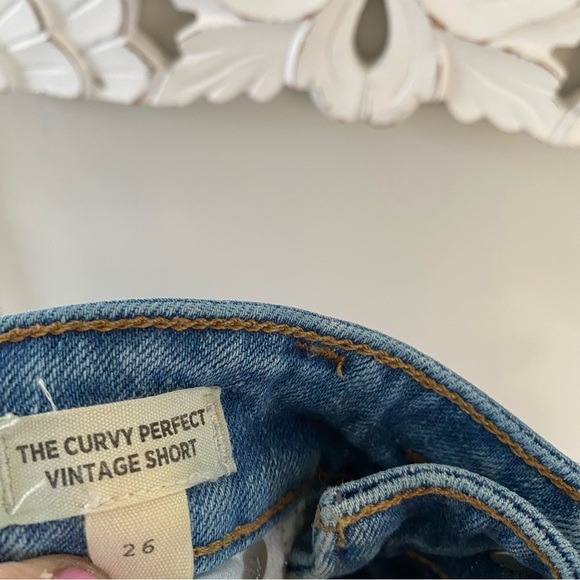Madewell The Curvy Perfect Vintage Denim Jean Shorts Rolled Hem Sz 26 Boho - Picture 8 of 9